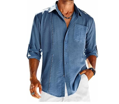 Solid Color Button Shirt