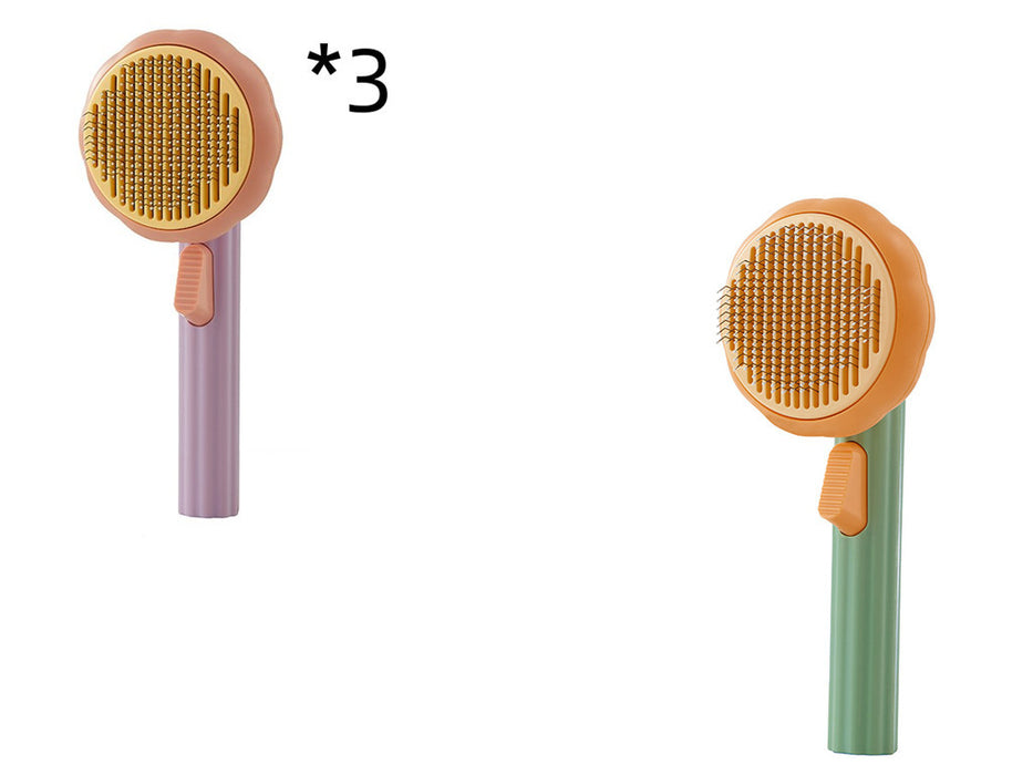 New Pet Cat Brush Hand-held Steel Wire Self-cleaning Comb Looper