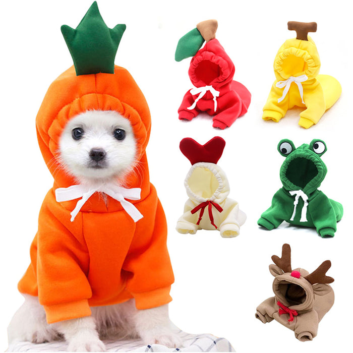 Cute Fruit Dog Fleece Clothes For Small Dogs Hoodies Winter Warm