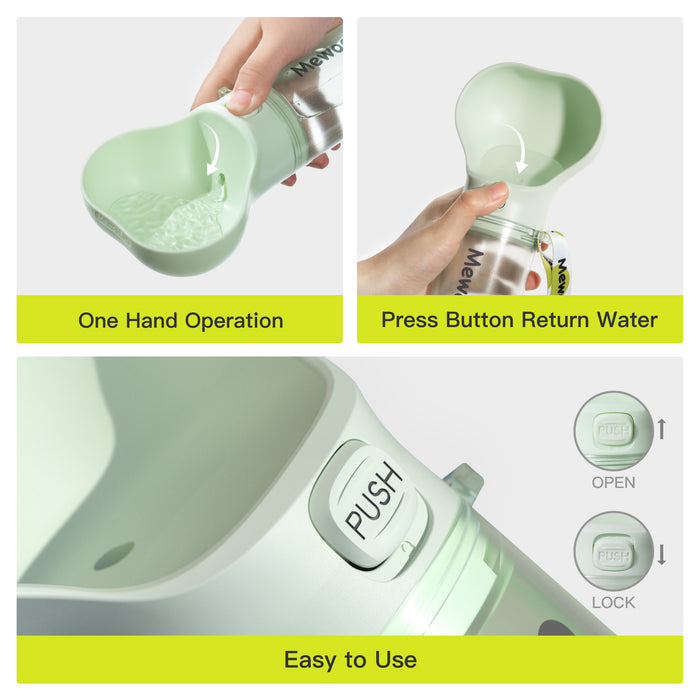 Pet Water Bottle Feeder Bowl 2 in 1 Leak Proof Portable Food Bottle Pets Outdoor Travel with Poop Bag