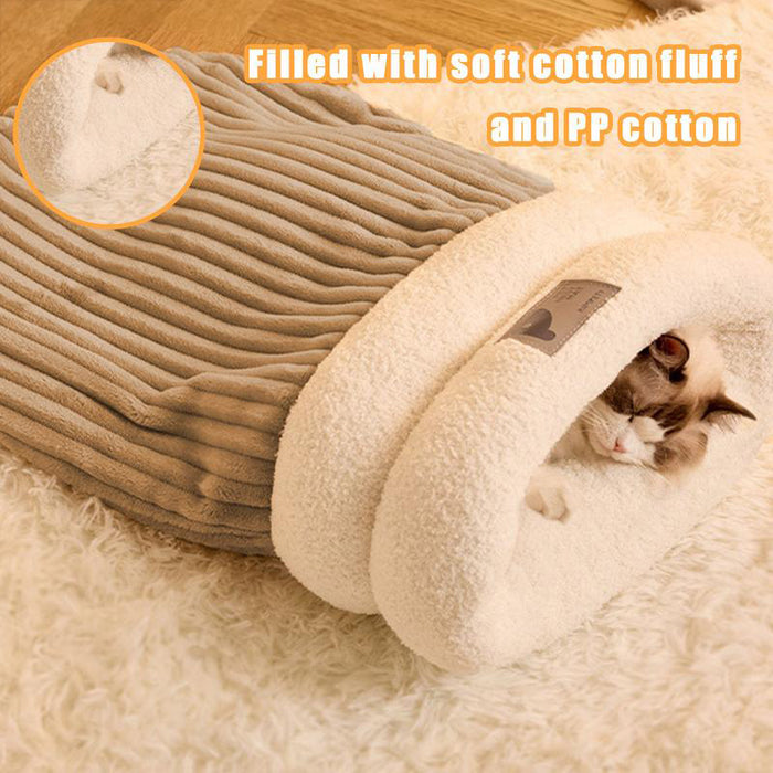 Winter Warm Cat Nest Sleeping Bag Cozy Soft Pet Bed Semi Enclosed