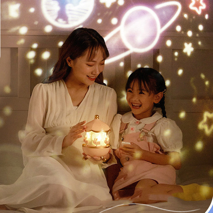 Night Light Projector Kids Nursery Children Room Space Rotation USB Rechargeable Led Night Lamp