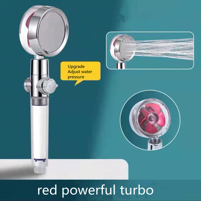 Shower Head Water Saving Flow 360 Degrees Rotating With Small Fan ABS