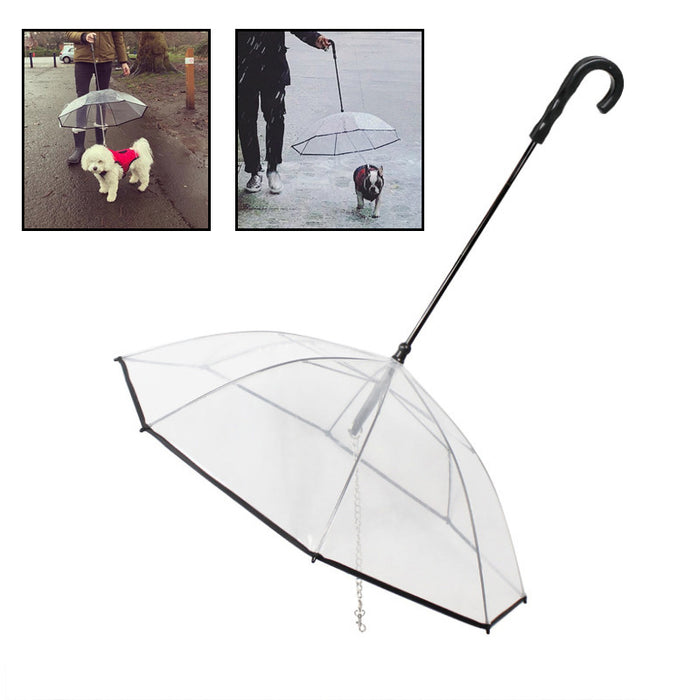 Dog Transparent Removable Umbrella With Traction Chain