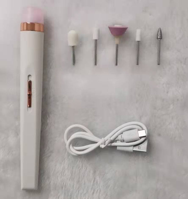 5in1 Manicure Machine Set Electric Nail Drill Polisher Cordless USB