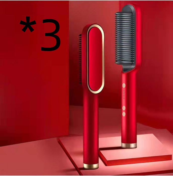 2 In 1 Hair Straightener Hot Comb Negative Ion Curling Tong Dual-purpose Electric Hair Brush
