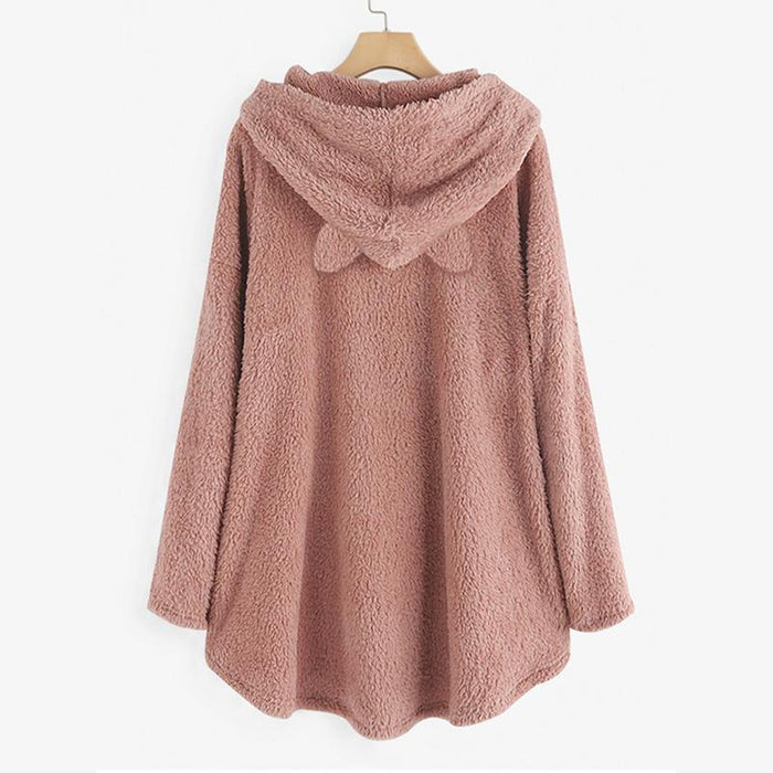 Hooded Pullover Cat Print